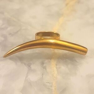 NEW 18KT Kelly Wearstler Gold Horn Ring Spike Statement Claw Nail Bar Abstract 7